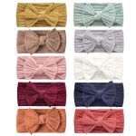 Niceye Handmade Baby Headbands Stretchy Nylon Headband with Bows for Infant Baby Toddler Girls- Pack of 10